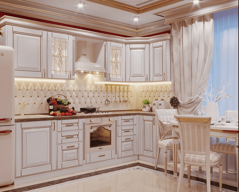 угловая кухня в классическом стиле в Хабаровске