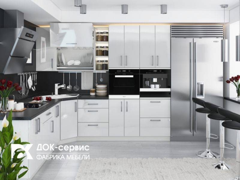угловая кухня белый глянец в Хабаровске