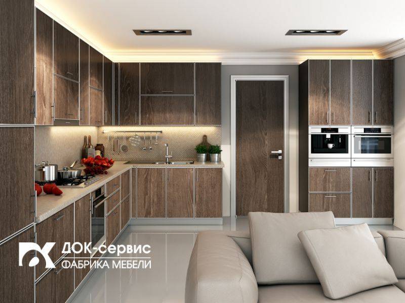 угловая кухня в алюминиевой рамке в Хабаровске