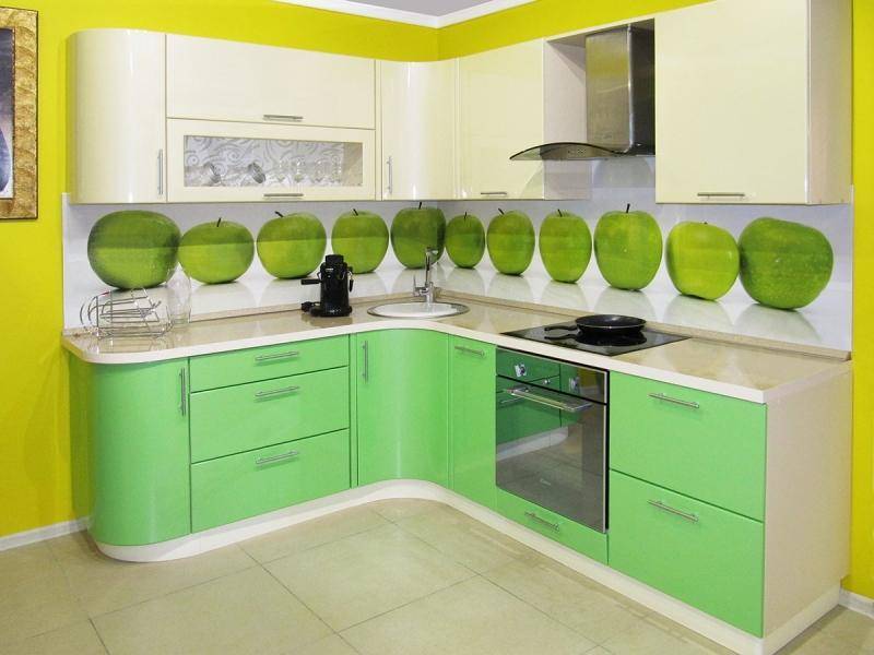 зеленый кухонный гарнитур орхидея в Хабаровске