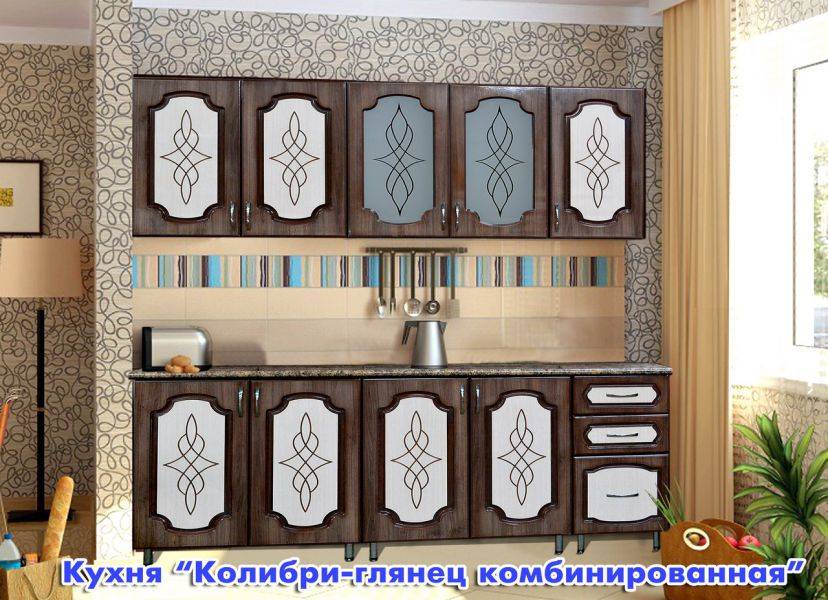 кухня прямая колибри глянец комбинированная в Хабаровске