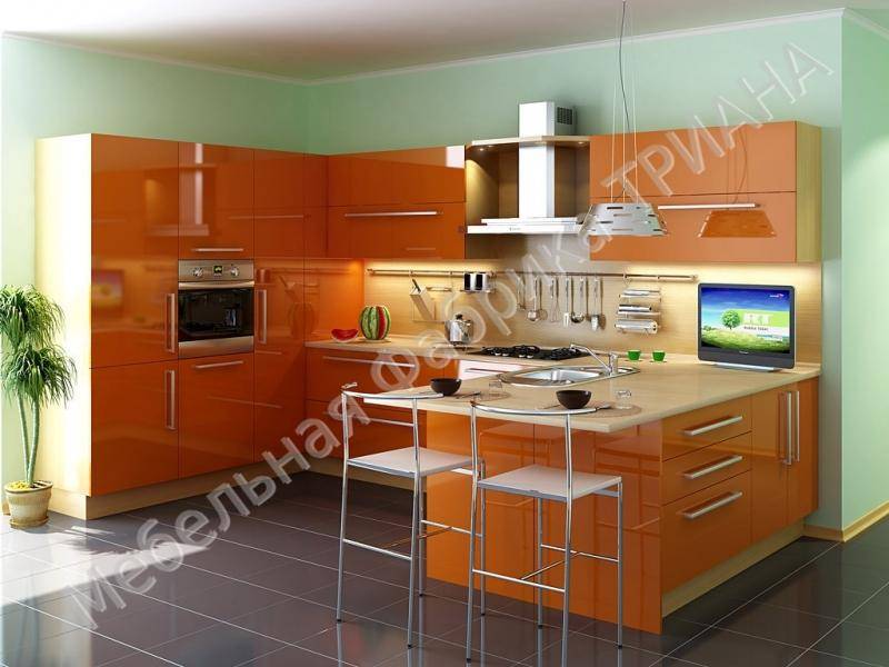 оранжевая кухня квинкве в Хабаровске