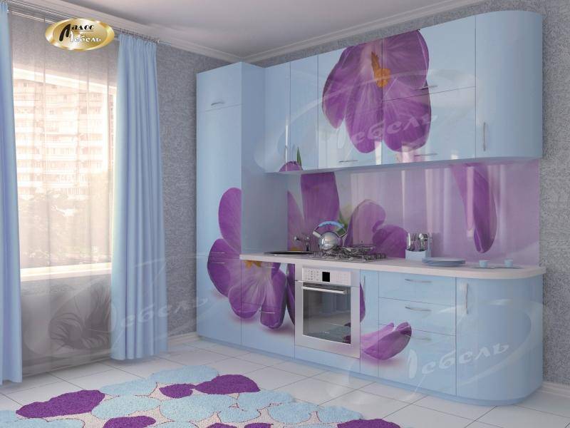 кухня прямая «крокус blue» в Хабаровске