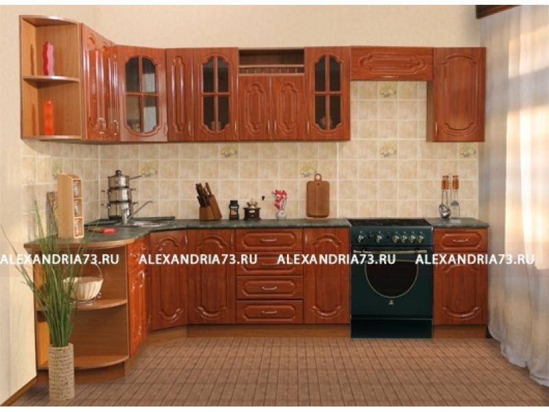кухня угловая александрия плюс с радиусом открытым в Хабаровске