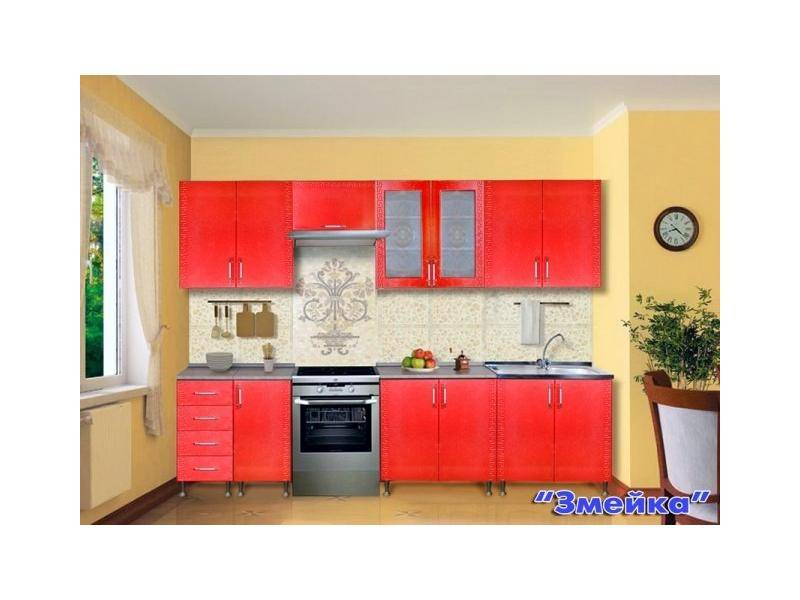 красная прямая кухня змейка в Хабаровске