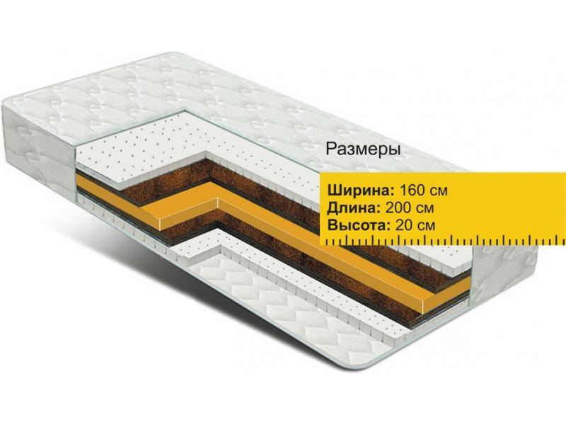матрас сэндвич латекс+кокос+холлофайбер в Хабаровске