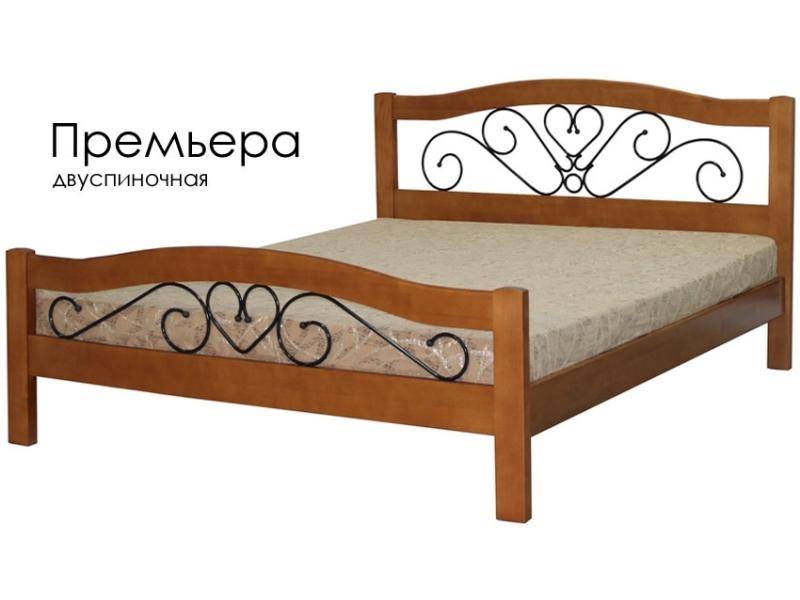 кровать премьера из массива сосны с элементами ковки в Хабаровске