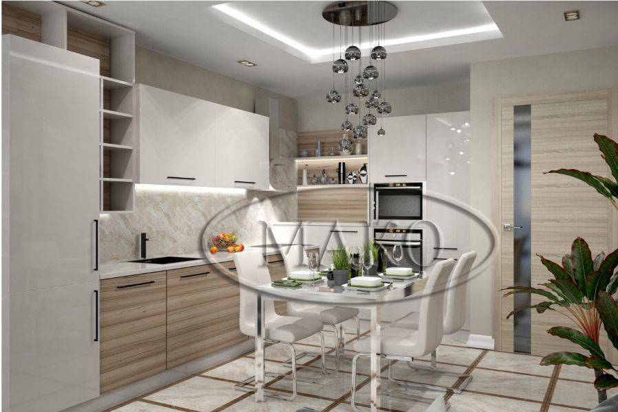 современная светлая кухня в Хабаровске