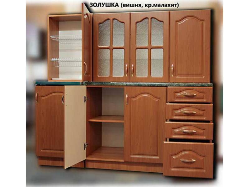 кухня прямая золушка мдф (вишня) в Хабаровске