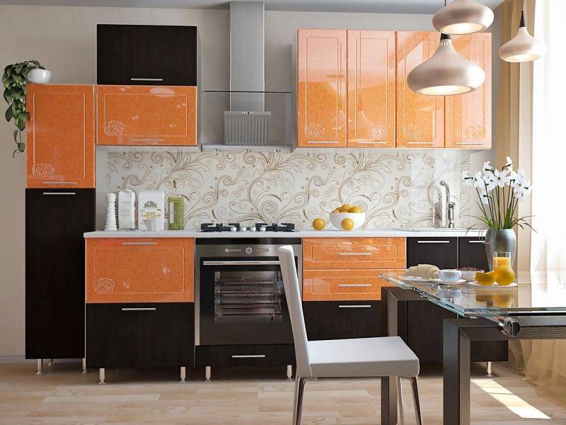 кухонный гарнитур прямой апельсин в Хабаровске