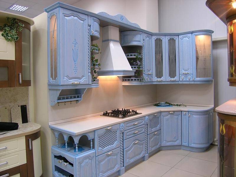 кухонный гарнитур ясень цвет голубая лагуна в Хабаровске