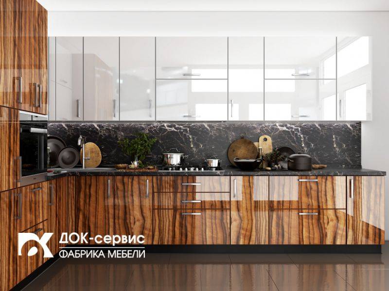 угловая глянцевая кухня в Хабаровске