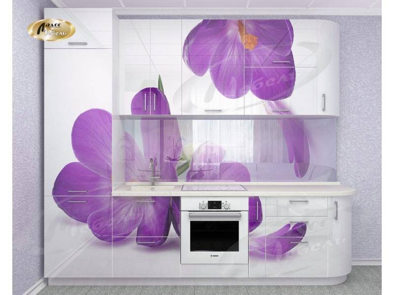 кухня прямая «крокус white gloss» в Хабаровске
