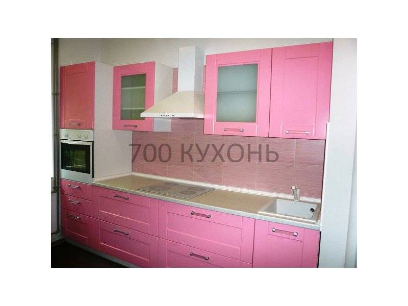 прямой розовый кухонный гарнитур в Хабаровске