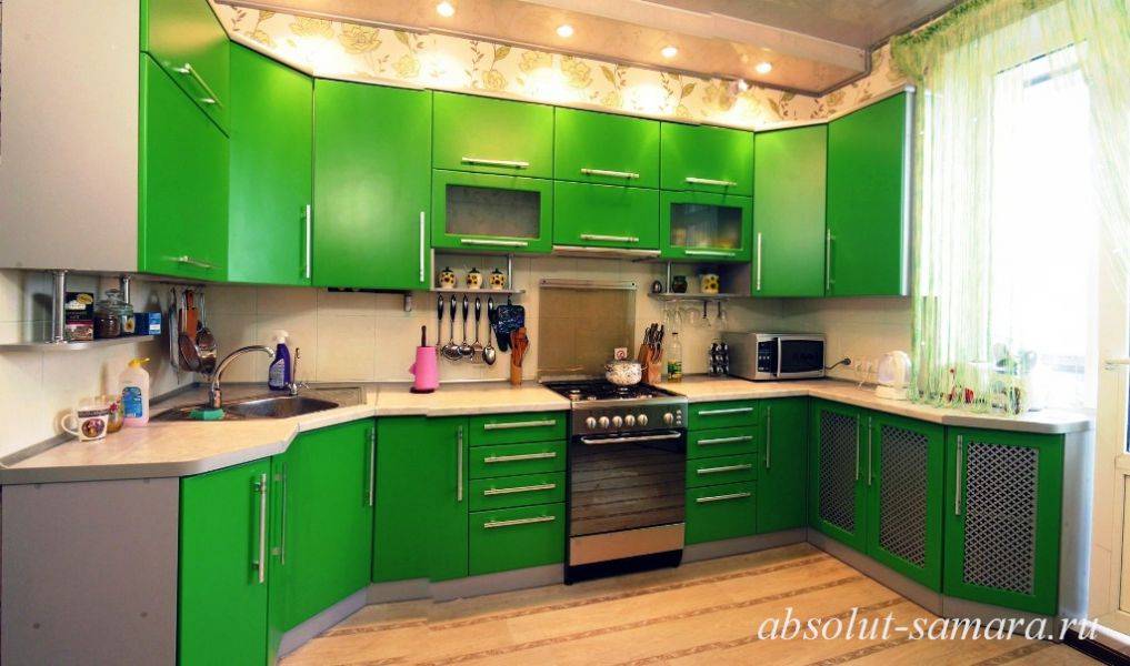 угловая кухня зеленая в Хабаровске