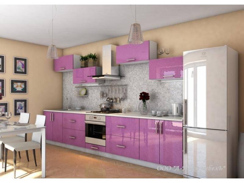 современная глянцевая кухня сирень 3.0 в Хабаровске