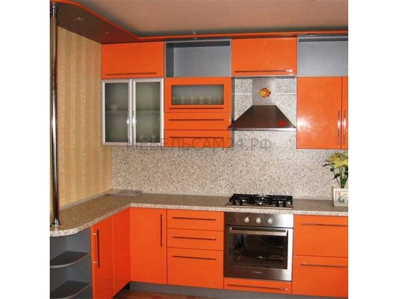 угловая оранжевая кухня гала в Хабаровске