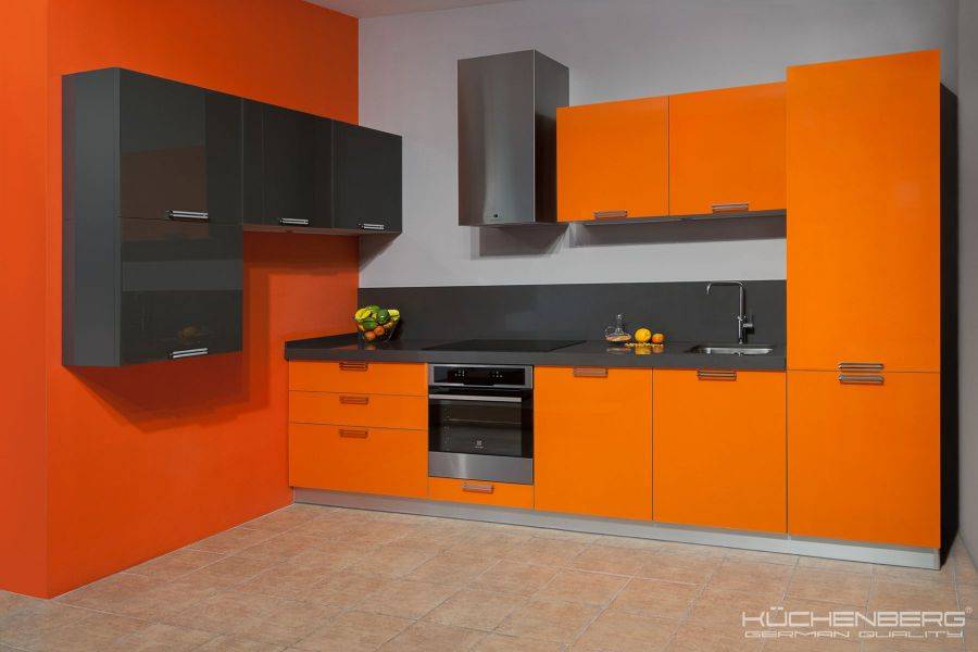 яркая оранжевая кухня grazia в Хабаровске