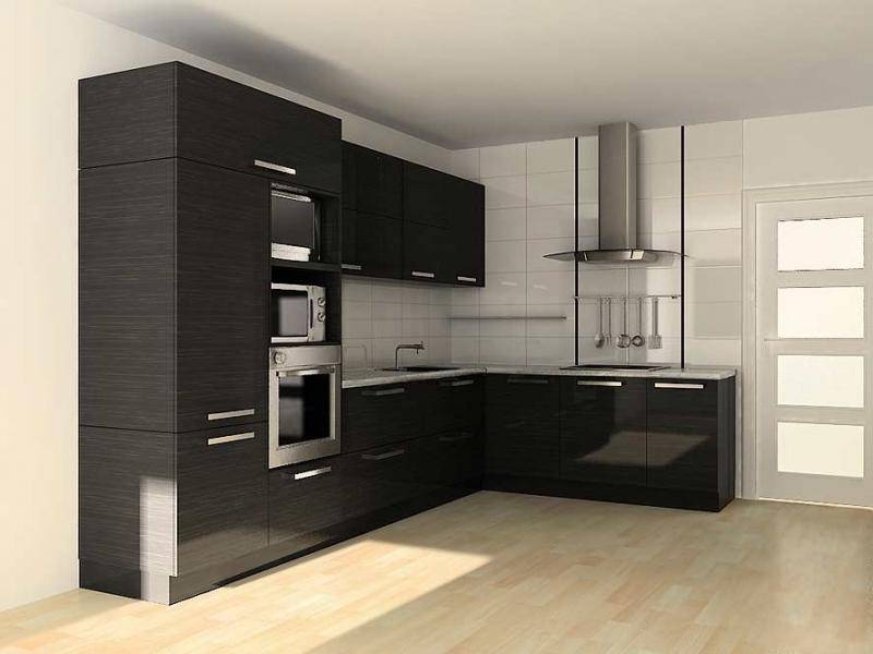 черная угловая кухня в стиле минимализм в Хабаровске