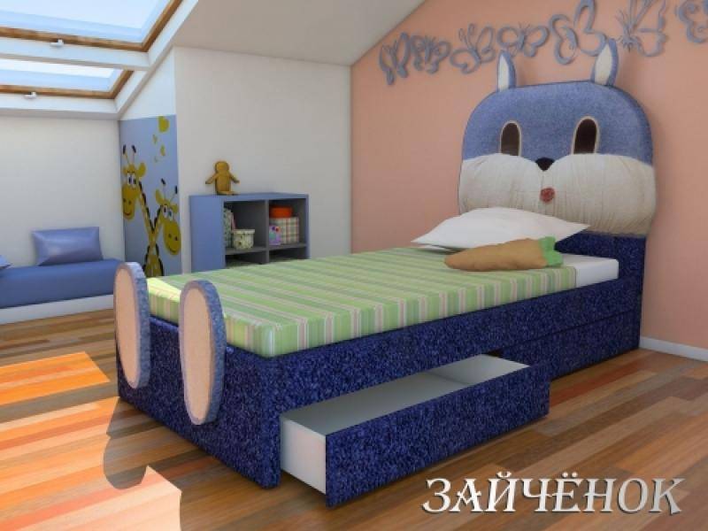 кровать зайка с мягким изголовьем кожа в Хабаровске
