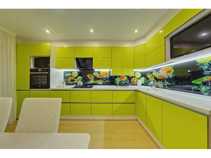 глянцевая кухня в современном стиле lemon drop в Хабаровске