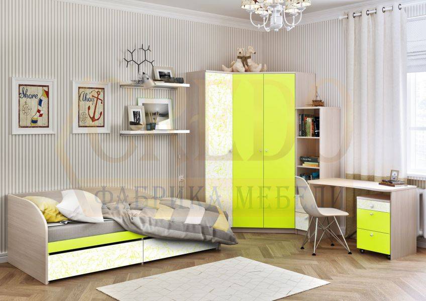 детская лайм с угловым шкафом в Хабаровске