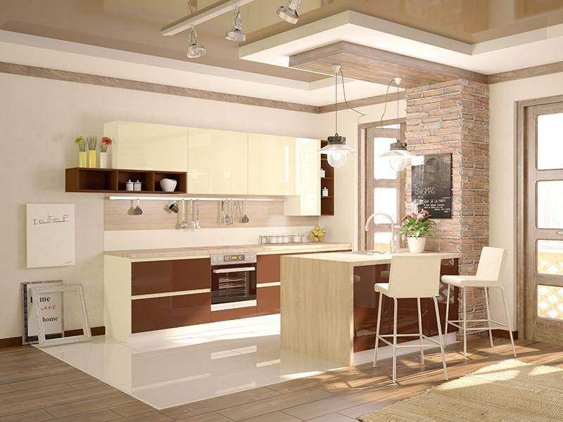 светлая кухня с островом латте small в Хабаровске