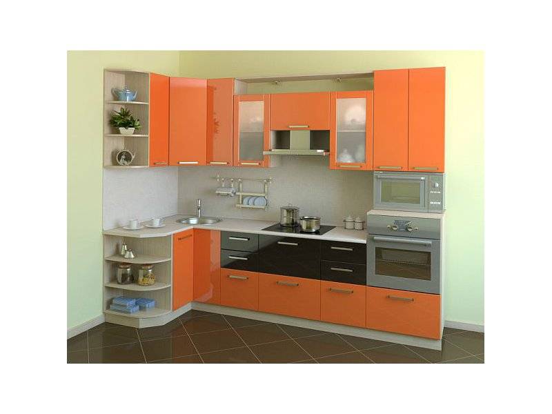 оранжевая угловая кухня малика в Хабаровске