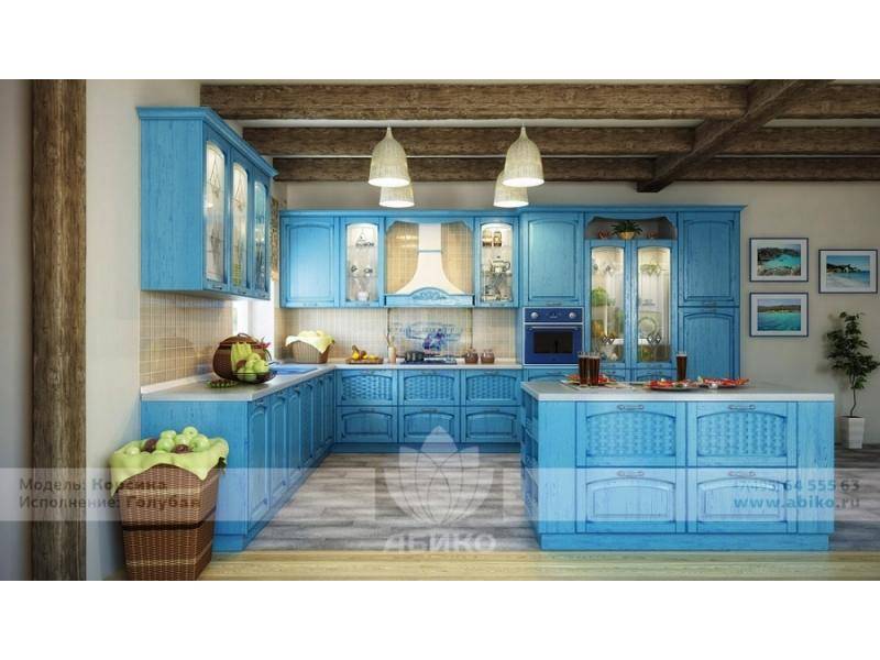 кухня корсика голубая массив в Хабаровске