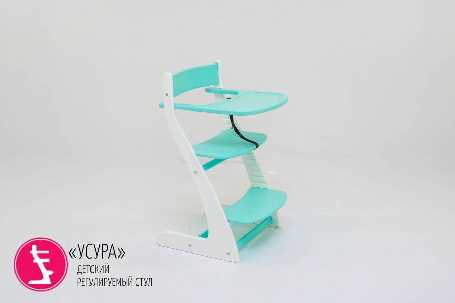 детский растущий регулируемый стул усура белый-мятный в Хабаровске
