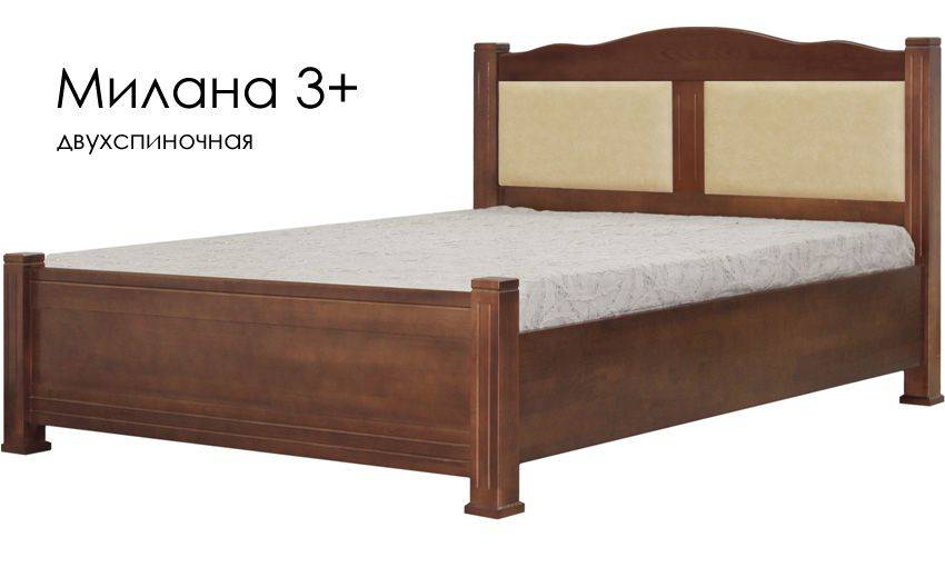 кровать милана 3+ из массива сосны со вставками из экокожи в Хабаровске