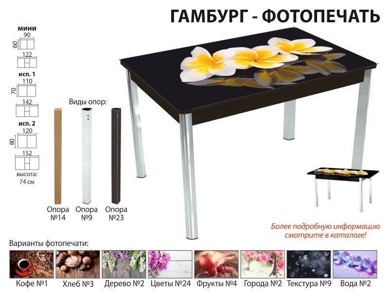 стол обеденный гамбург фотопечать в Хабаровске