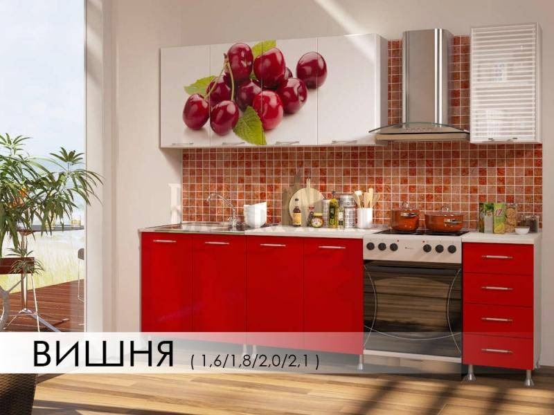 кухня с фотопечатью вишня в Хабаровске