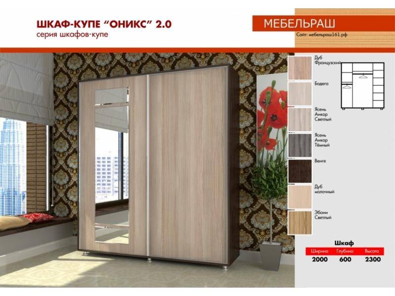 прямой шкаф-купе оникс 2.0 а в Хабаровске