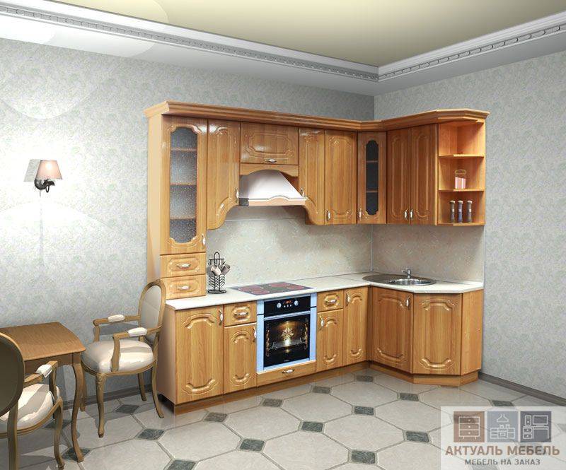 угловая деревянная кухня в Хабаровске