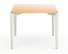 стол обеденный со светло-коричневой столешницей и белыми ножками quatro compact в Хабаровске