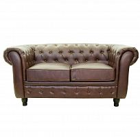 диван chesterfield трехместный прямой коричневый в Хабаровске