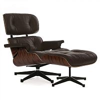 кресло eames style lounge chair палисандр коричневое в Хабаровске