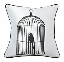 подушка с птичкой в клетке birdie in a cage white в Хабаровске