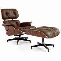 кресло eames style lounge chair & ottoman premium коричневое в Хабаровске