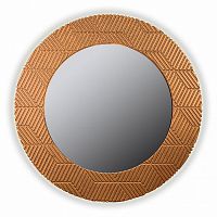 зеркало золотое круглое диаметр 90 см с рельефом полосы fashion bronze в Хабаровске