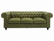 диван chester classic трехместный прямой оливковый, черные ножки в Хабаровске