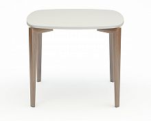 стол обеденный с белой столешницей и коричневыми ножками smooth compact в Хабаровске