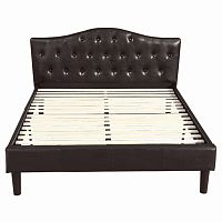 кровать двуспальная 160х200 темно-коричневая с каретной стяжкой kody в Хабаровске
