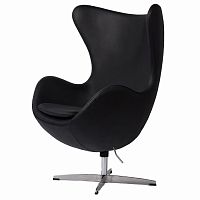 кресло egg chair кожа черное в Хабаровске
