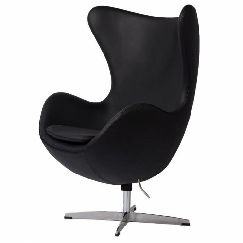 кресло egg chair кожа черное в Хабаровске
