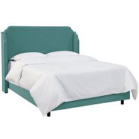кровать двуспальная с мягкой спинкой 160х200 зеленая aurora wingback teal в Хабаровске