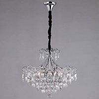 подвесная люстра eurosvet crystal 10080/6 хром/прозрачный хрусталь strotskis в Хабаровске