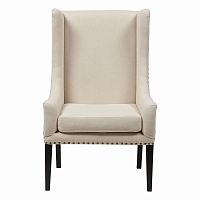 кресло мягкое с ушами белое nailhead fabric armchair в Хабаровске