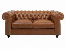 диван chester classic двухместный прямой коричневый в Хабаровске